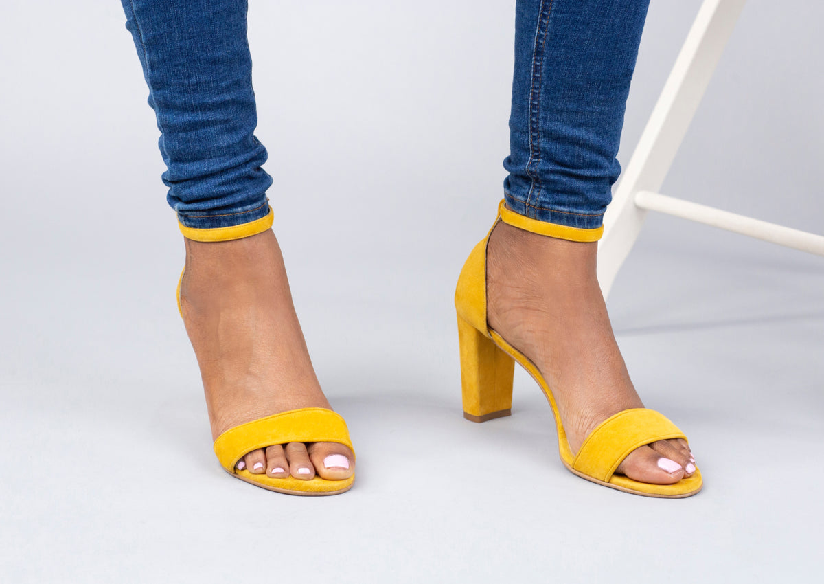 Mustard block heel shops sandals