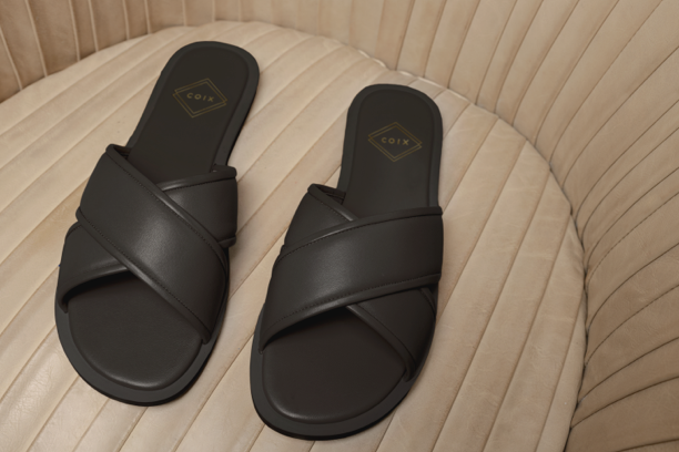 Women's Large Size Sandals | CoIX Shoes Sahara Slide Black | Sizes US 11, 12, 13, 14, UK 9, 10, EU 43, 44, 45, 46